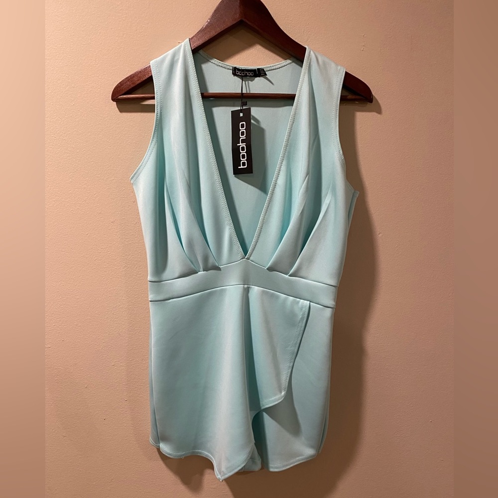 Boohoo Lena Deep Plunge Skort Playsuit UK 10/US 6